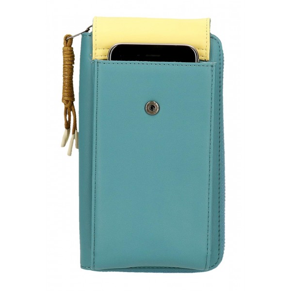 Geanta portofel, compartiment telefon, Pepe Jeans Bea, protectie RFID, albastru, 11x20x4 cm