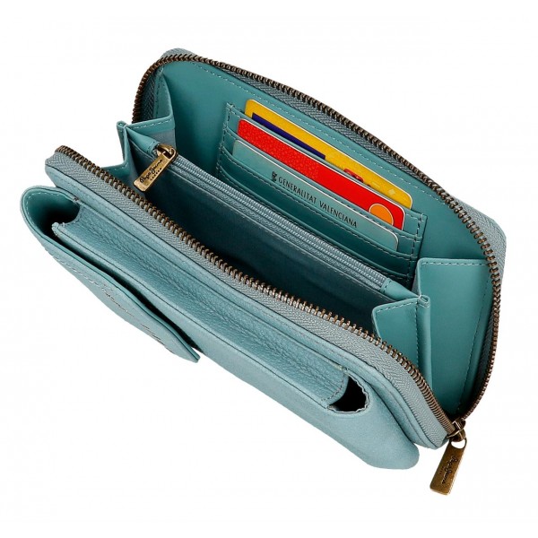 Geanta portofel, Pepe Jeans Diane, compartiment telefon, protectie RFID, albastra, 11x20x4 cm