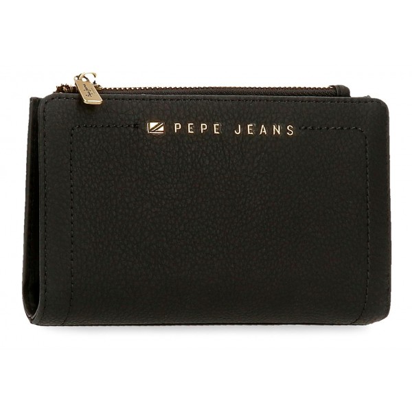 Portofel dama, Pepe Jeans Diane, card holder, protectie RFID, negru, 17x10x2 cm