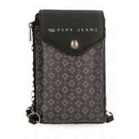 Geanta de telefon dama, Pepe Jeans Bethany, cu portofel, protectie RFID, neagra, 16.5x9.5x1 cm