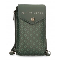 Geanta de telefon dama, Pepe Jeans Bethany, cu portofel, protectie RFID, verde, 16.5x9.5x1 cm