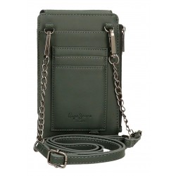 Geanta de telefon dama, Pepe Jeans Bethany, cu portofel, protectie RFID, verde, 16.5x9.5x1 cm