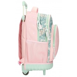 Rucsac troler fete, Roll Road Spring is here, 2 compartimente, roz, 32x43x21 cm