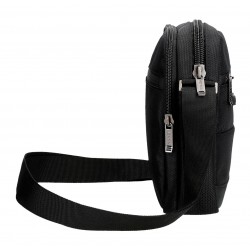 Geanta umar barbati, Movom Buster, 2 compartimente, neagra, 17x22x7.5 cm