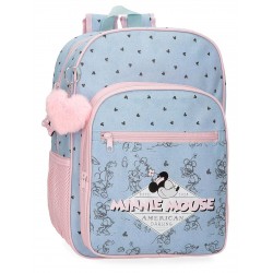 Ghiozdan scoala fete, Disney Minnie American Darling, adaptabil, multicolor, 30x38x12 cm