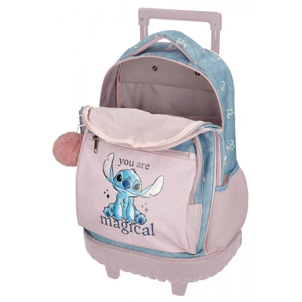 Ghiozdan troler fete, Disney Stitch You are magical, 2 compartimente, multicolor, 32x45x21 cm