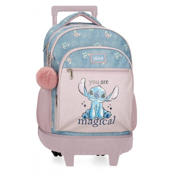 Ghiozdan troler fete, Disney Stitch You are magical, 2 compartimente, multicolor, 32x45x21 cm