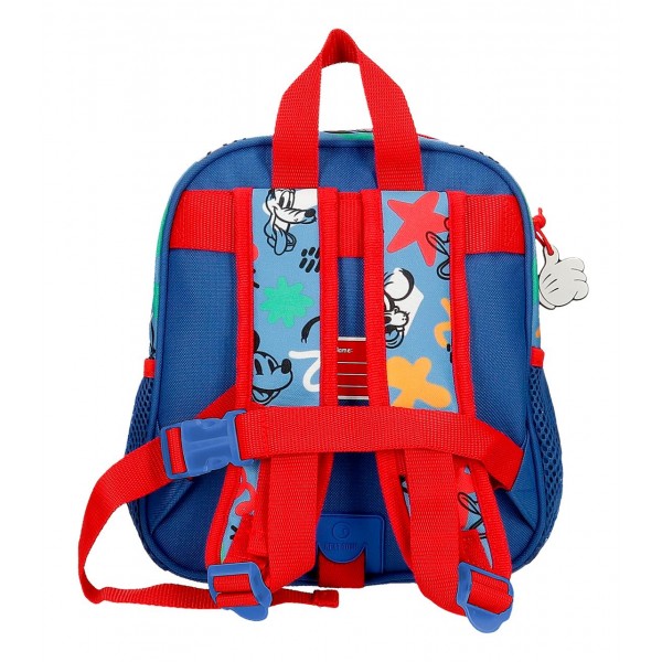 Ghiozdan gradinita baieti, Disney Mickey Peek a Boo, adaptabil, multicolor, 21x25x10 cm
