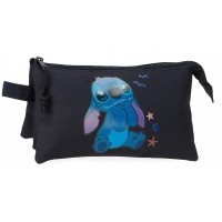 Penar baieti, Disney Stitch Excited, 3 compartimente, negru, 22x12x5 cm