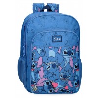 Ghiozdan scoala baieti, Disney Happy Stitch, 2 compartimente, albastru, 30x40x13 cm