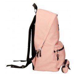 Rucsac scoala, Pepe Jeans Aris Colorful, compartiment laptop, penar tubular, roz nude, 31x44x17.5 cm
