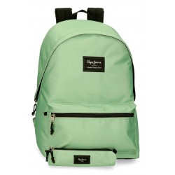 Rucsac scoala, Pepe Jeans Aris Colorful, compartiment laptop, penar tubular, verde, 31x44x17.5 cm