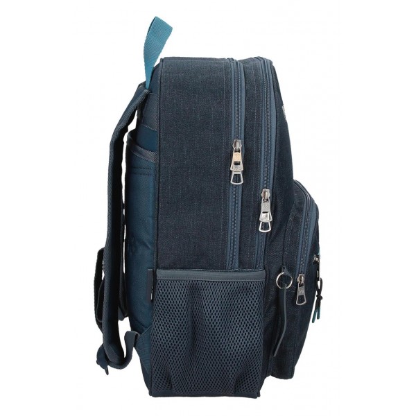 Rucsac baieti, Pepe Jeans Edmon, 2 compartimente, adaptabil, albastru, 30x40x13 cm