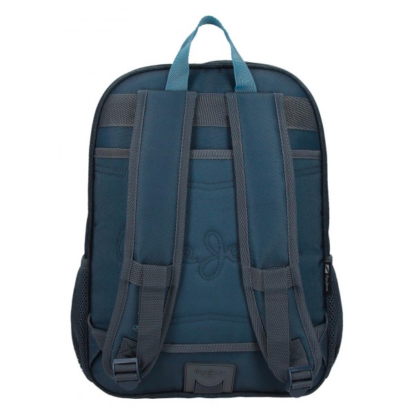 Rucsac baieti, Pepe Jeans Edmon, 2 compartimente, adaptabil, albastru, 30x40x13 cm