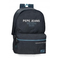 Rucsac laptop baieti, Pepe Jeans Edmon, 2 compartimente, albastru, 31x44x17.5 cm