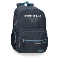 Rucsac baieti, Pepe Jeans Edmon, 2 compartimente, buzunare laptop/tableta, adaptabil, albastru, 33x46x15 cm
