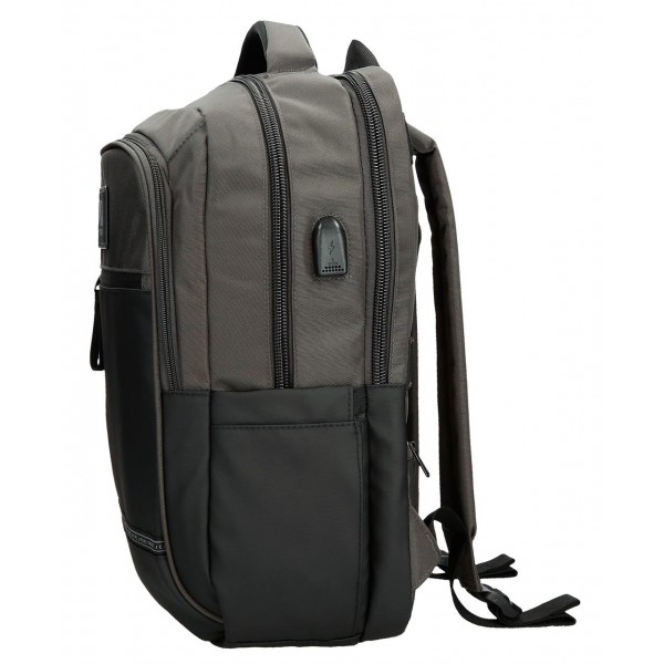 Rucsac barbati, Pepe Jeans Stratford, 2 compartimente, buzunare laptop/tableta, adaptabil, gri, 31x44x15 cm