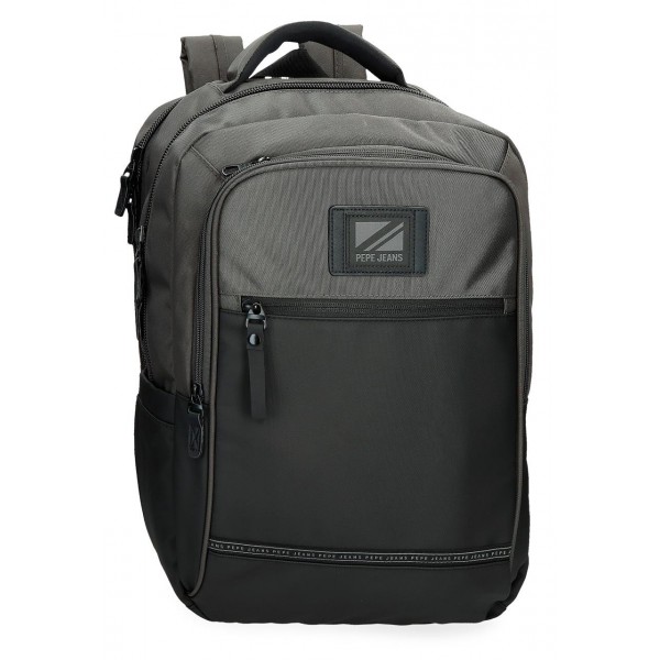 Rucsac barbati, Pepe Jeans Stratford, 2 compartimente, buzunare laptop/tableta, adaptabil, gri, 31x44x15 cm