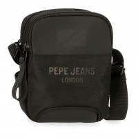 Geanta umar barbati Pepe Jeans Bromley 24, 2 compartimente, neagra, 12x16x3.5 cm