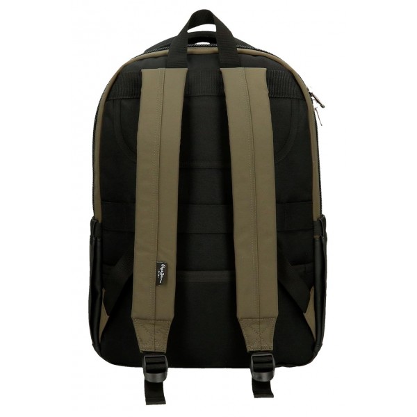 Rucsac barbati, Pepe Jeans Jarvis, 3 compartimente, buzunare laptop/tableta, verde inchis, 31x44x15 cm