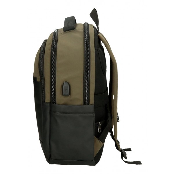 Rucsac barbati, Pepe Jeans Jarvis, 3 compartimente, buzunare laptop/tableta, verde inchis, 31x44x15 cm