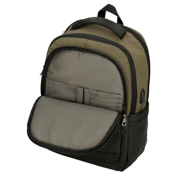 Rucsac barbati, Pepe Jeans Jarvis, 3 compartimente, buzunare laptop/tableta, verde inchis, 31x44x15 cm