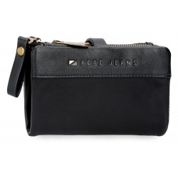 Portofel dama, Pepe Jeans Morgan, portmoneu detasabil, sistem RFID, negru, 14.5x9x2 cm
