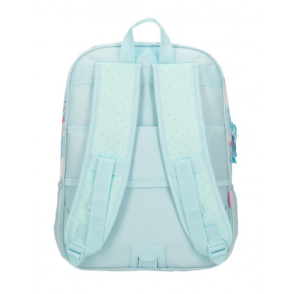 Rucsac scoala fete, Movom I love sea life, adaptabil, albastru turcoaz, 38x30x12 cm