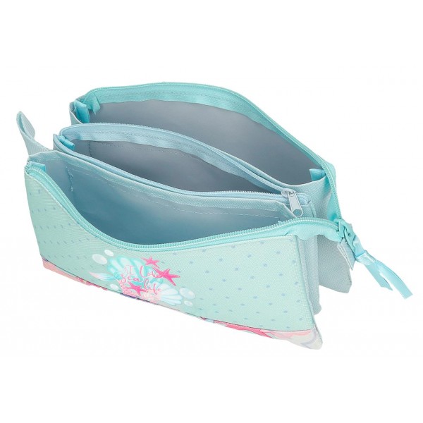 Penar fete, Movom I love sea life, 3 compartimente, albastru turcoaz, 12x22x5 cm