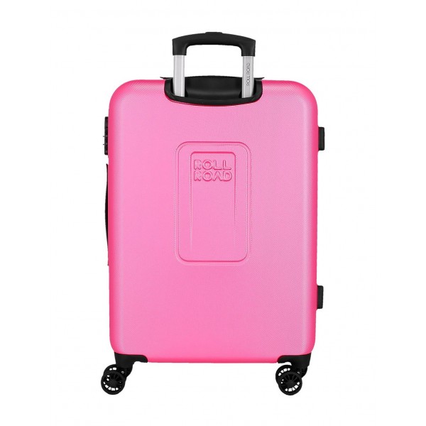 Troler mediu, Roll Road Camboya, ABS, expandabil, roz deschis, 48x68x27 cm