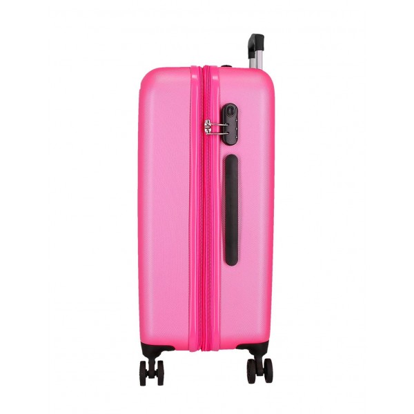 Troler mediu, Roll Road Camboya, ABS, expandabil, roz deschis, 48x68x27 cm