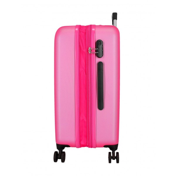 Troler mediu, Roll Road Camboya, ABS, expandabil, roz deschis, 48x68x27 cm