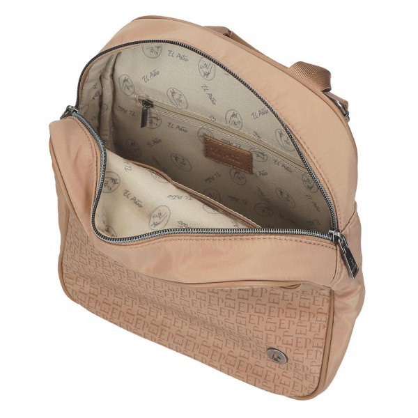 Rucsac dama casual, El Potro Luna, adaptabil, bej, 24x28x10 cm