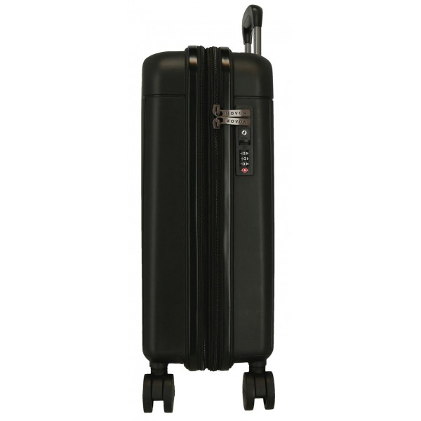 Troler cabina, Movom New Trendy, polipropilena, expandabil, TSA, negru, 40x55x20 cm