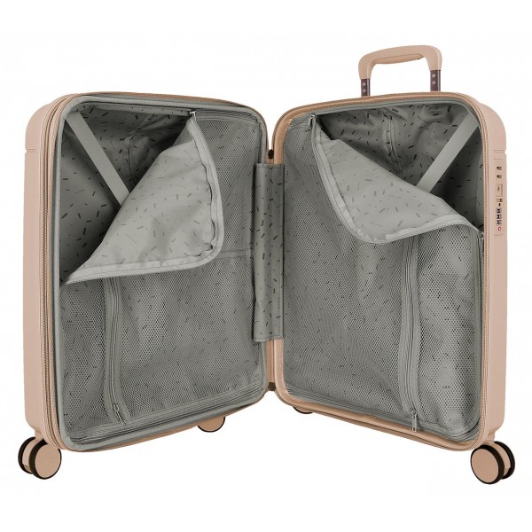 Troler cabina, Movom New Trendy, polipropilena, expandabil, TSA, bej, 40x55x20 cm