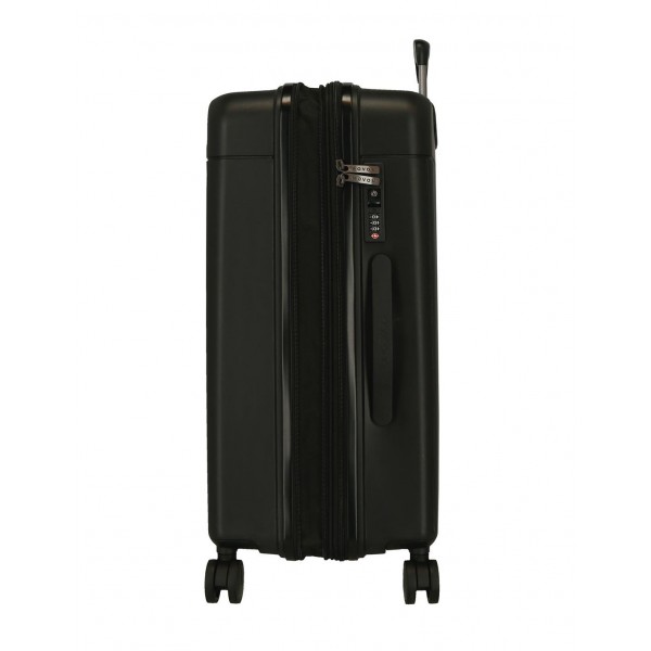 Troler mare, Movom New Trendy, polipropilena, expandabil, TSA, negru, 53x78x31 cm