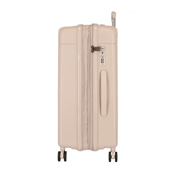 Troler mare, Movom New Trendy, polipropilena, expandabil, TSA, bej, 53x78x31 cm