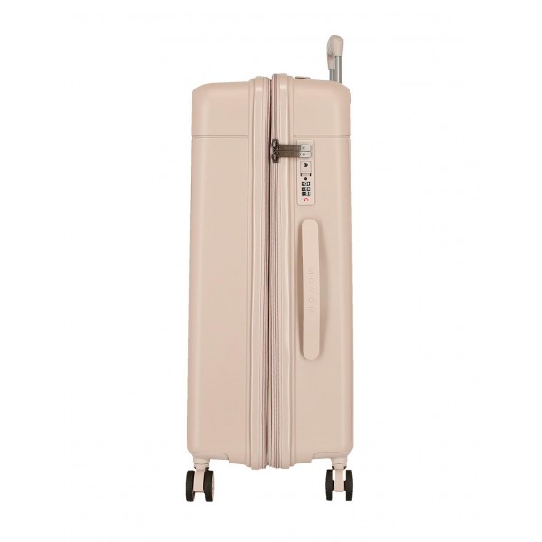 Troler mare, Movom New Trendy, polipropilena, expandabil, TSA, bej, 53x78x31 cm