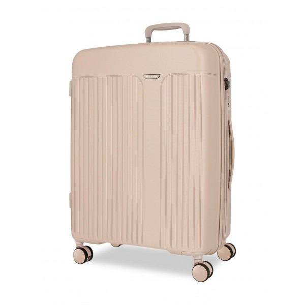 Troler mare, Movom New Trendy, polipropilena, expandabil, TSA, bej, 53x78x31 cm