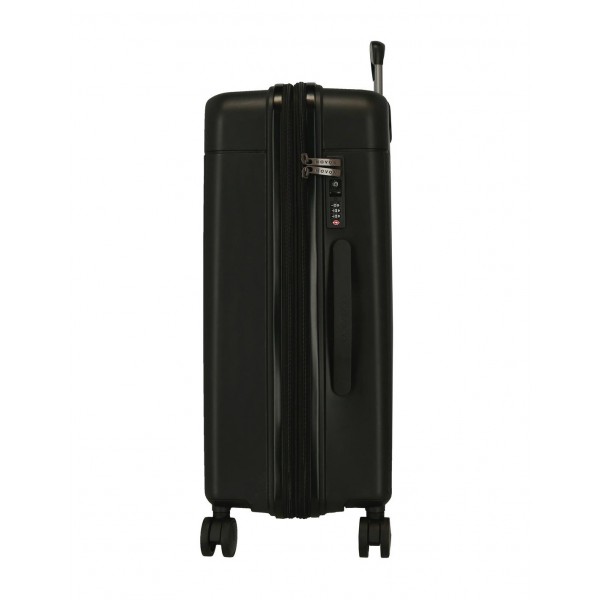 Troler mediu, Movom New Trendy, polipropilena, expandabil, TSA, negru, 48x68x27 cm