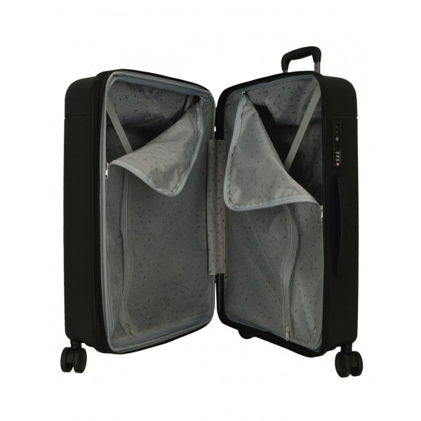 Troler mediu, Movom New Trendy, polipropilena, expandabil, TSA, negru, 48x68x27 cm