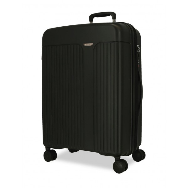 Troler mediu, Movom New Trendy, polipropilena, expandabil, TSA, negru, 48x68x27 cm