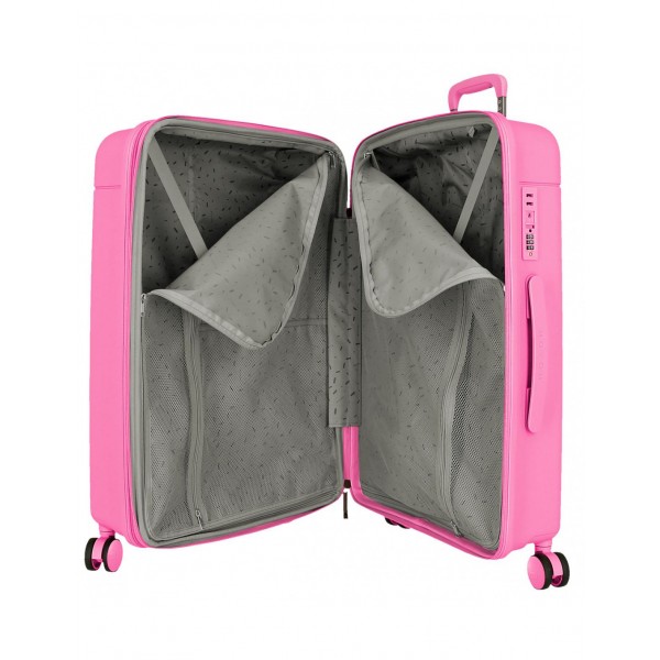 Troler mediu, Movom New Trendy, polipropilena, expandabil, TSA, fucsia, 48x68x27 cm