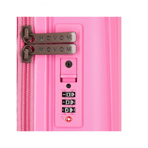 Troler mediu, Movom New Trendy, polipropilena, expandabil, TSA, fucsia, 48x68x27 cm