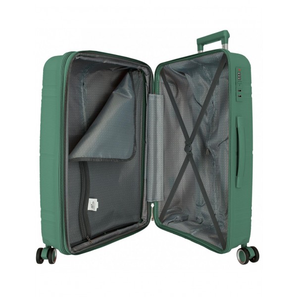 Troler mare, Roll Road Universe, polipropilena, expandabil, TSA, verde, 50x75x29 cm