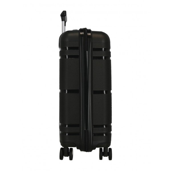 Troler mediu, Roll Road Universe, polipropilena, expandabil, TSA, negru, 45x65x26 cm