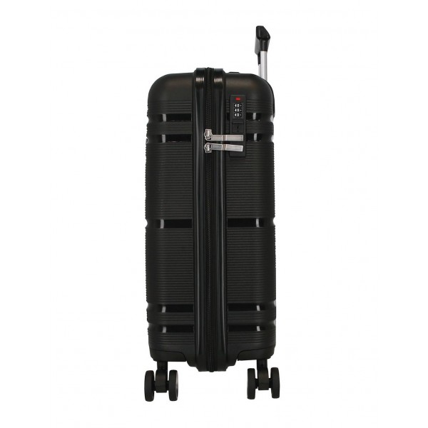 Troler mediu, Roll Road Universe, polipropilena, expandabil, TSA, negru, 45x65x26 cm