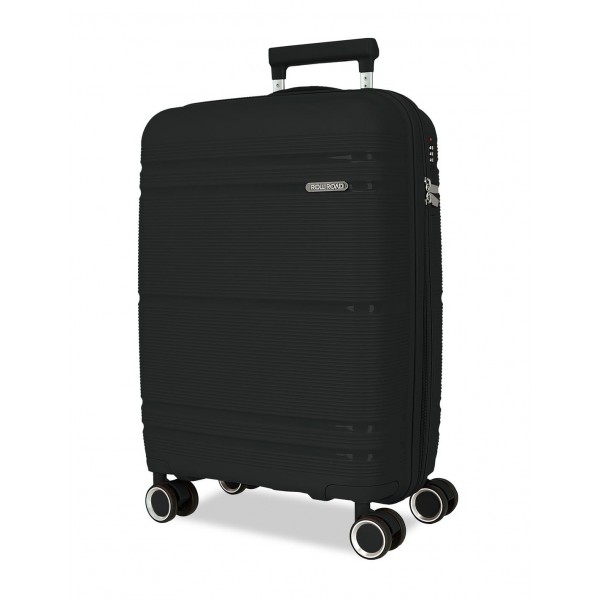 Troler mediu, Roll Road Universe, polipropilena, expandabil, TSA, negru, 45x65x26 cm