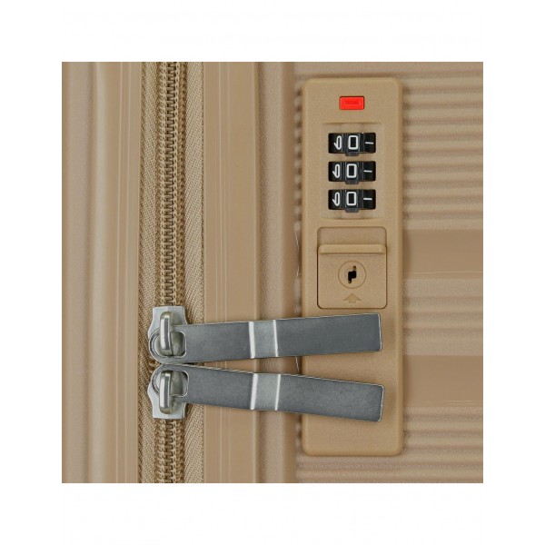 Troler mediu, Roll Road Universe, polipropilena, expandabil, TSA, bej, 45x65x26 cm