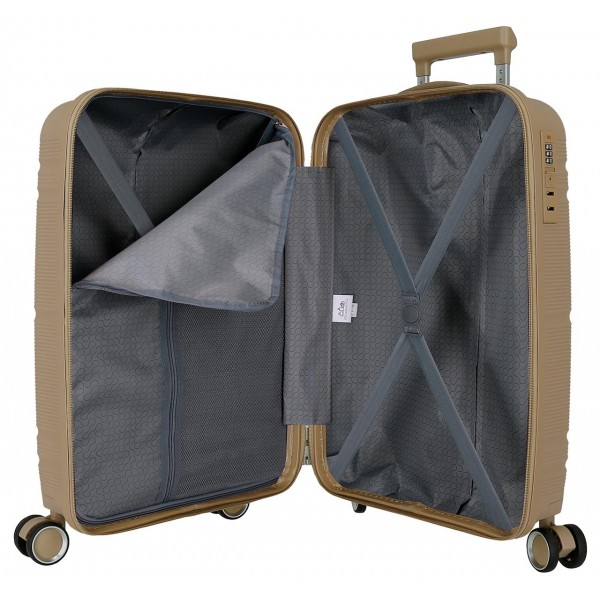 Troler cabina, Roll Road Universe, polipropilena, TSA, bej, 39x55x21 cm